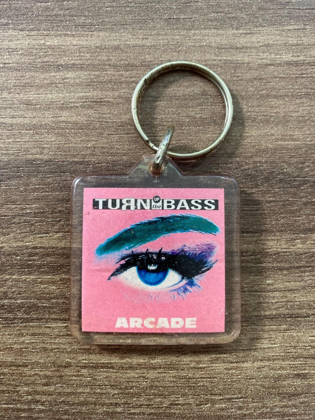 Vintage Turn Up the Bass Arcade Keychain - Retro Music Memorabilia