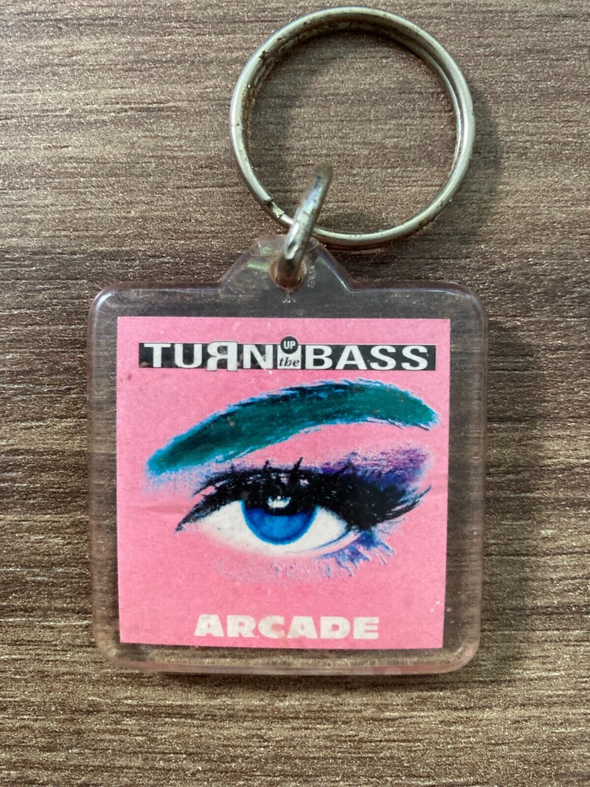 Vintage Turn Up the Bass Arcade Keychain - Retro Music Memorabilia