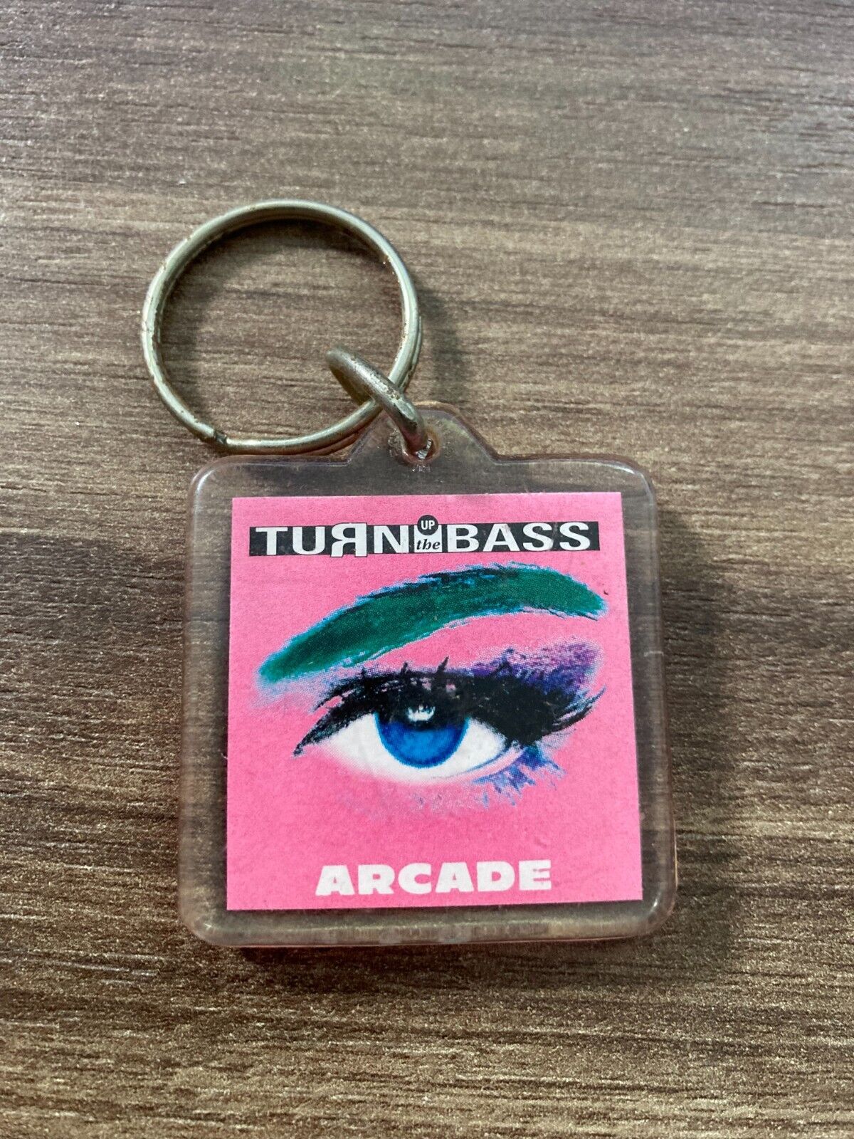 Vintage Turn Up the Bass Arcade Keychain - Retro Music Memorabilia