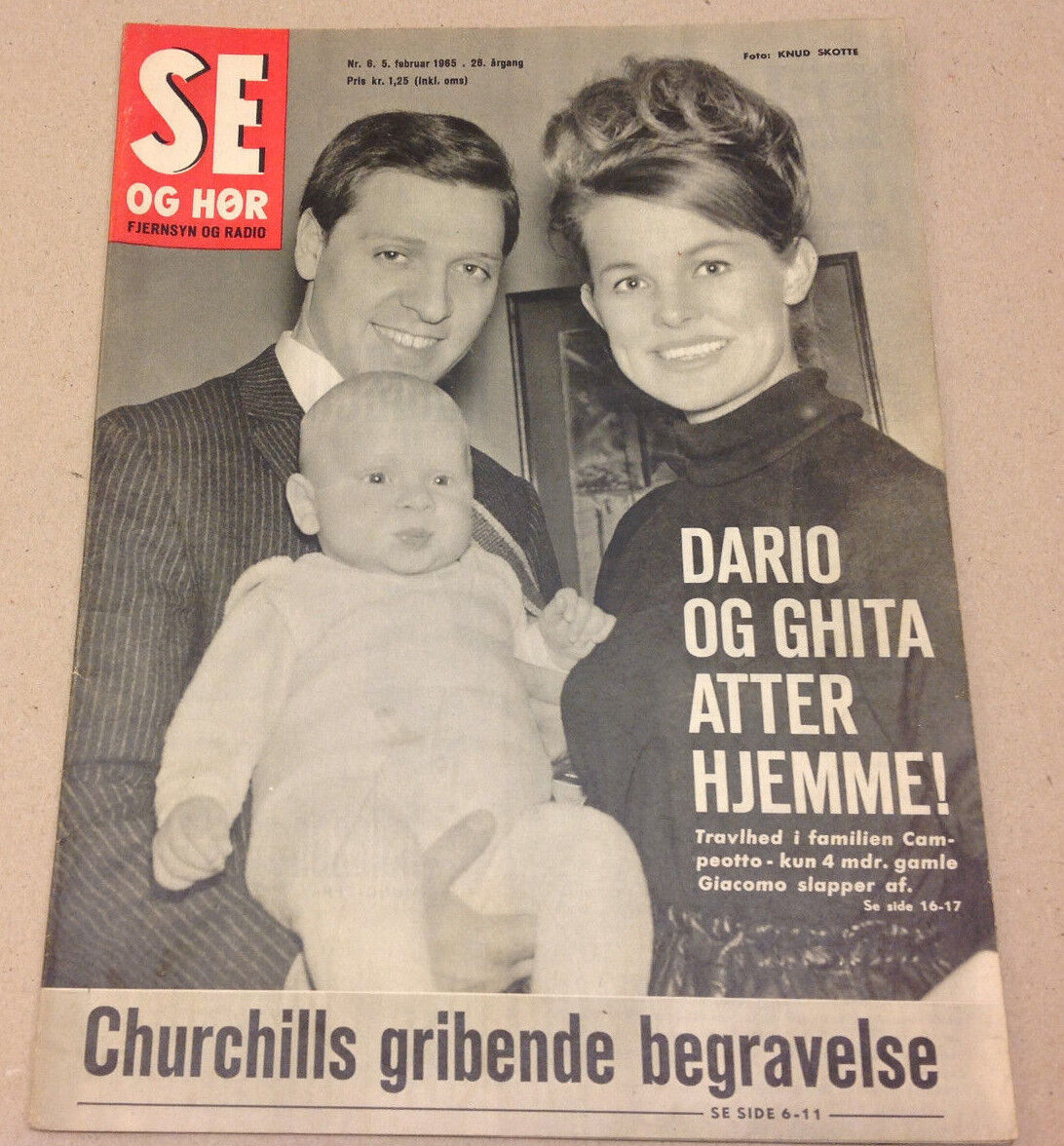 DARIO CAMPEOTTO GHITA NØRBY AND SON GIACOMO COVER VINTAGE Danish Magazine 1965