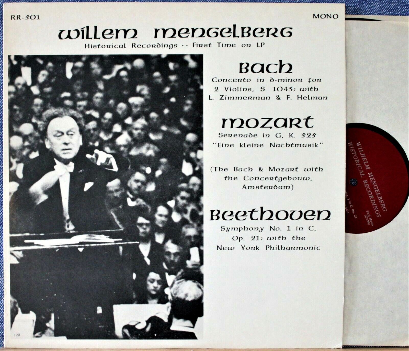 Mengelberg; etc Beethoven (Symphony 1)+Bach (concerto 2 violins)+Mozart RR501