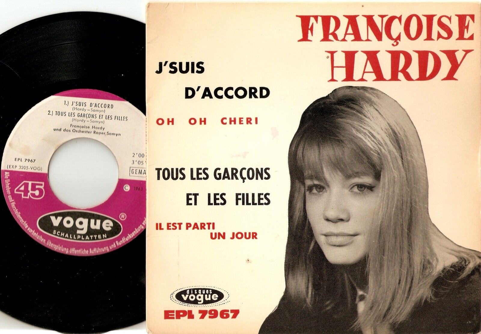 FRANCOISE Françoise HARDY J`SUIS D`ACCORD EP GERMAN 45+PS 1963 MOD GIRL BEAT