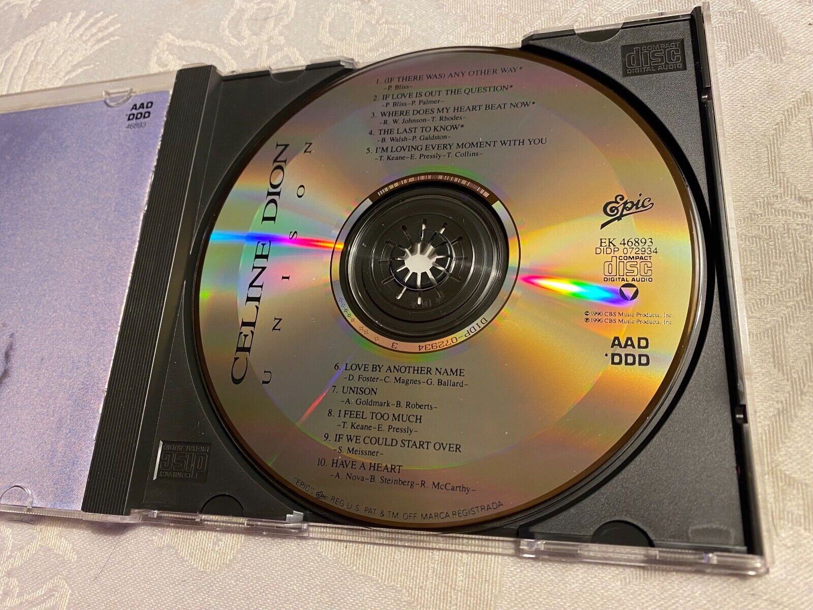 CELINE DION UNISON 1990 CD ALBUM 10 TRACK EPIC RECORDS USA 1 PRESS USA AAD/DDD