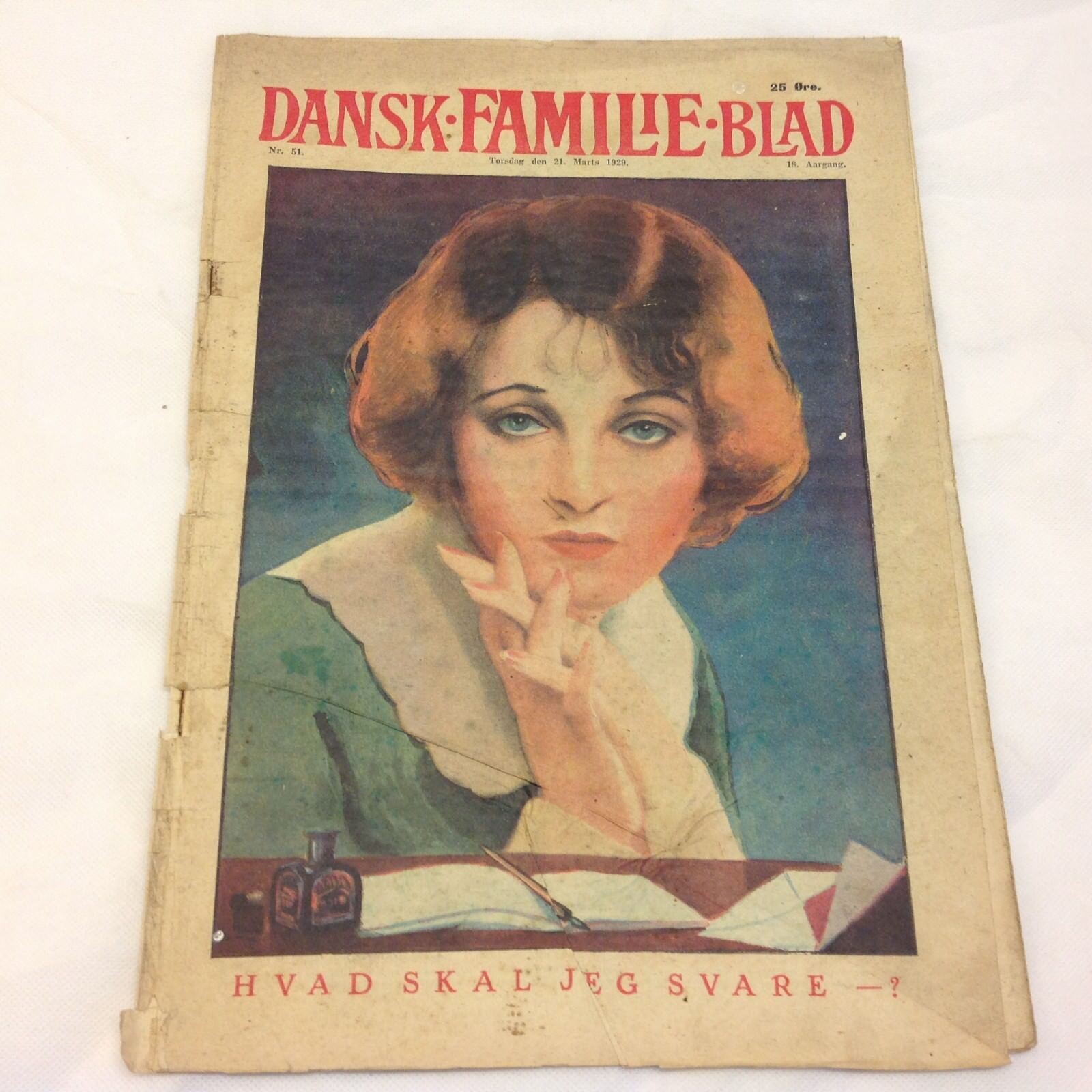 Art Deco Illustration Antique Original 1926 Danish Magazine "Dansk Familieblad"