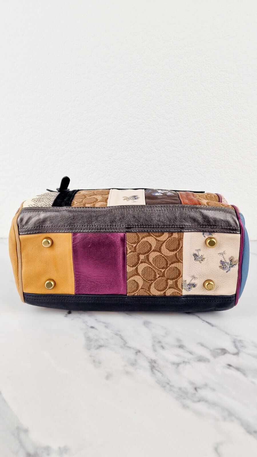 Coach 1941 Shuffle Bag Signature Multi stripe Patchwork Sample Jacquard Brown