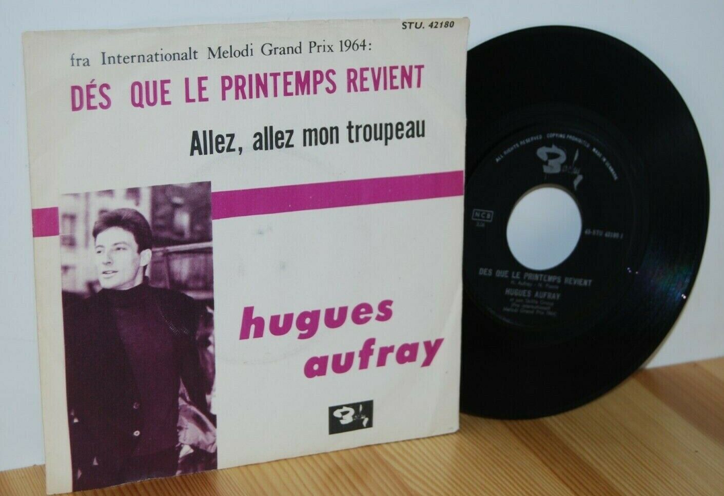 HUGUES AUFRAY Dés Que Le Printemps Revient Danish 45PS 7'' Eurovision 1964