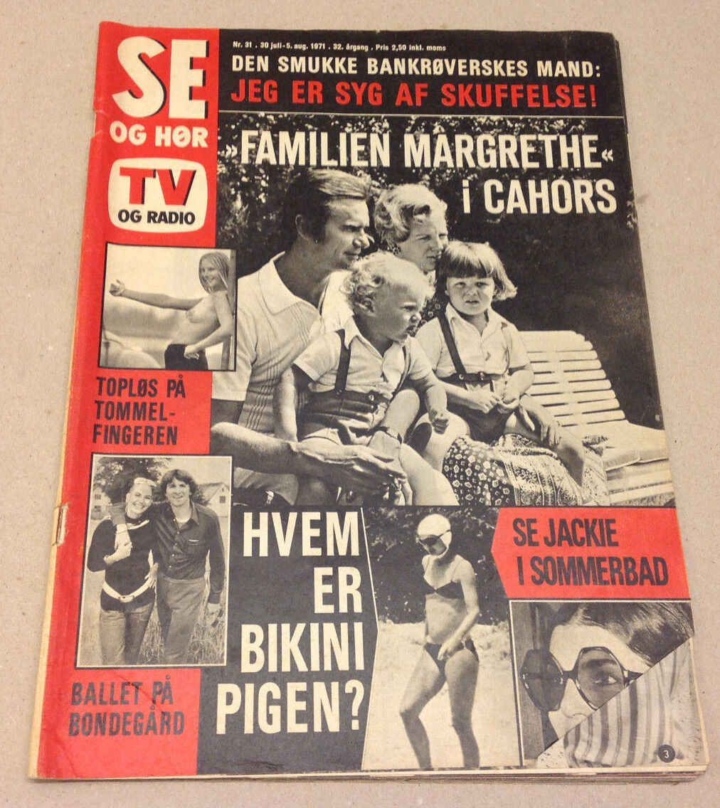 QUEEN MARGRETHE DENMARK ROYALS IN CAHORS+JACKIE ONASSIS VTG Danish Magazine 1971