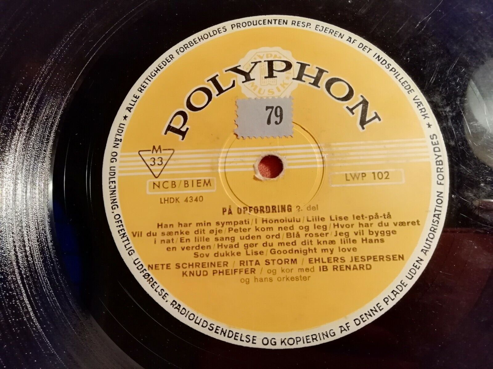 78rpm record: På opfordring  Part 2 Danish pop 1930-50Polyphon LWP 102