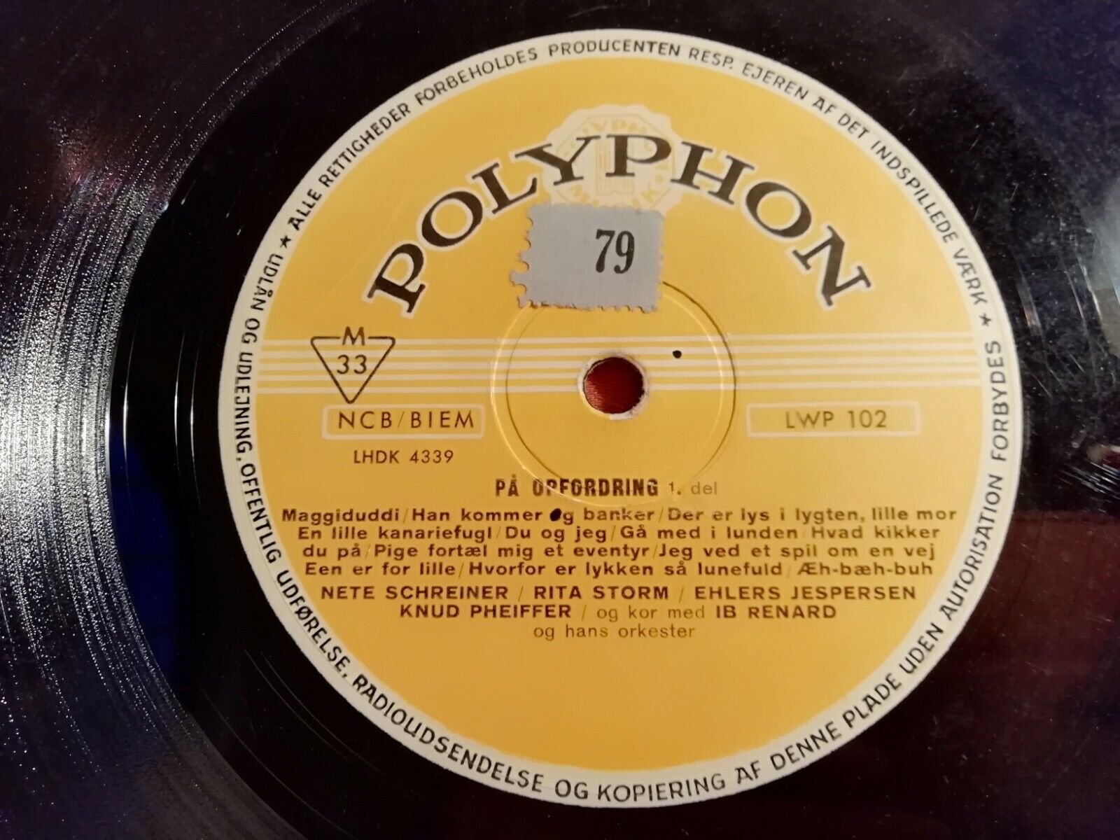 78rpm record: På opfordring  Part 2 Danish pop 1930-50Polyphon LWP 102