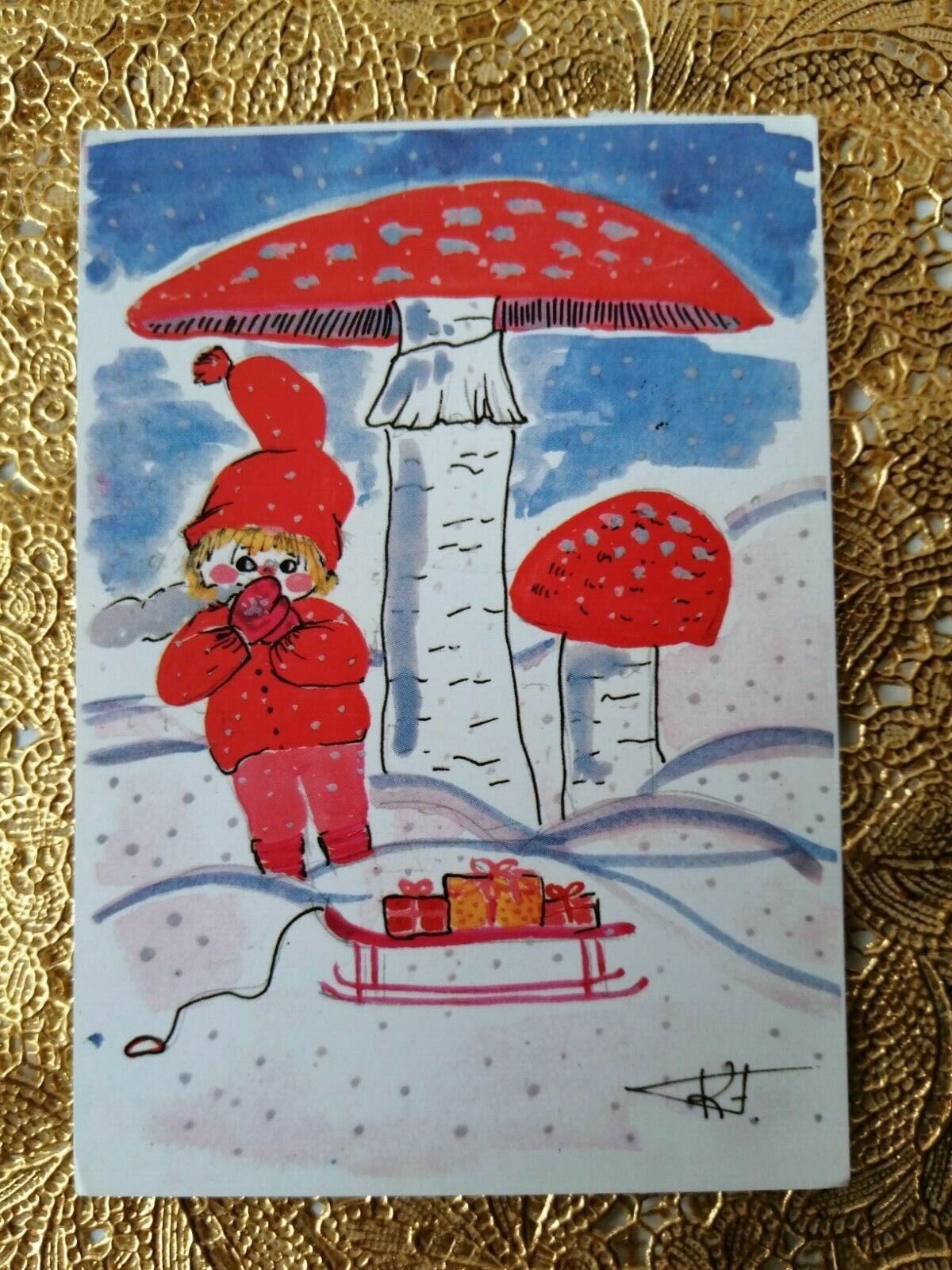 Vintage and collectible Danish Christmas cardPosted in 1988 ( No 5 y )