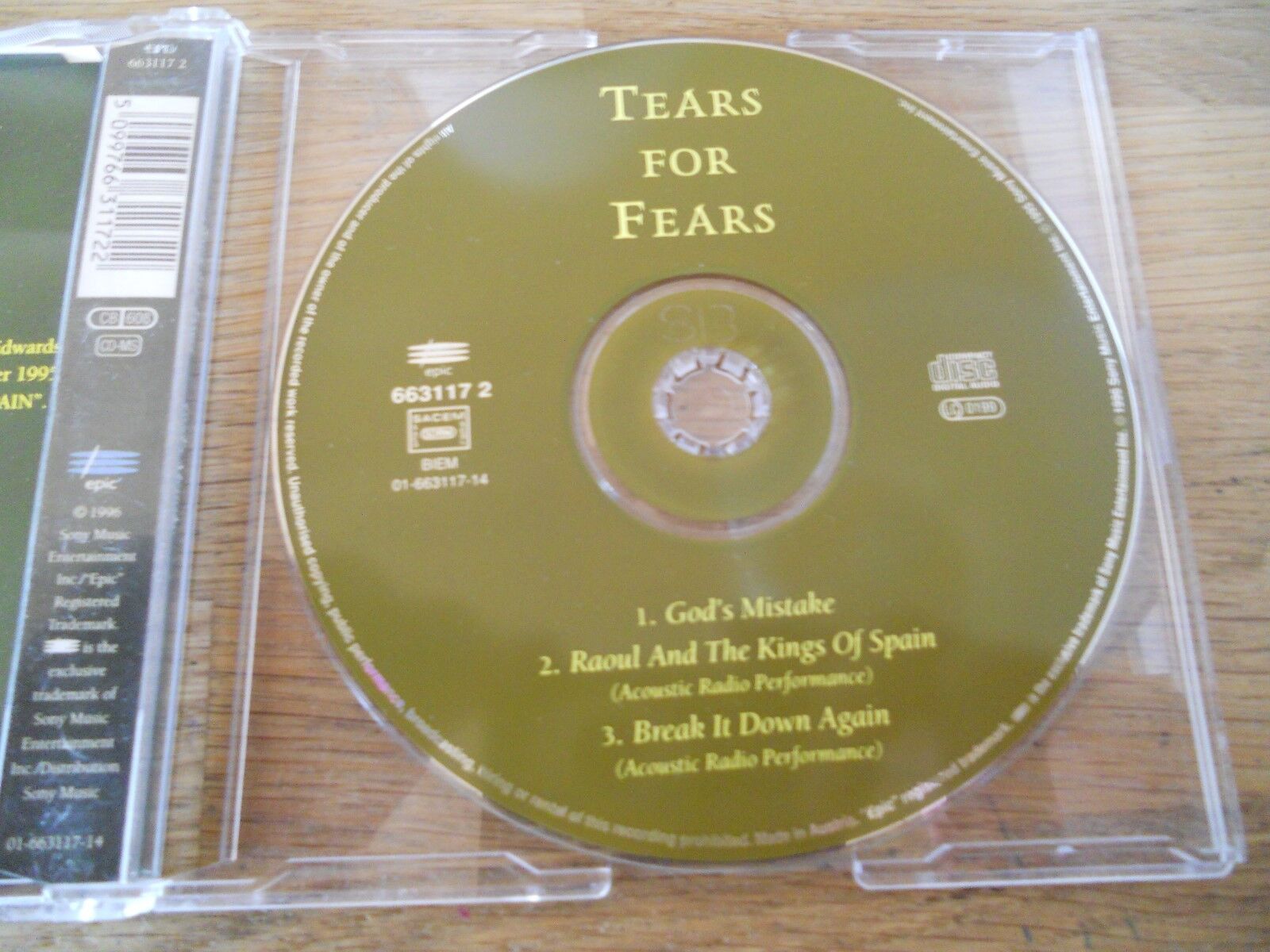 TEARS FOR FEARS GOD´S MISTAKE 3 TRACK CD SINGLE ACOUSTIC RADIO PERFORMANCES 1996