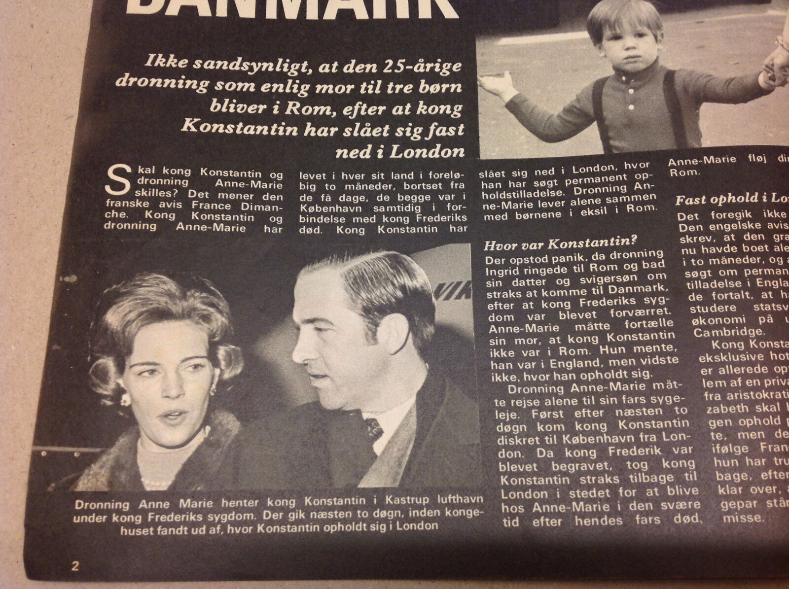 QUEEN ANNE-MARIE OF GREECE KING CONSTANTINE BREAK-UP RUMOR Danish Magazine 1972