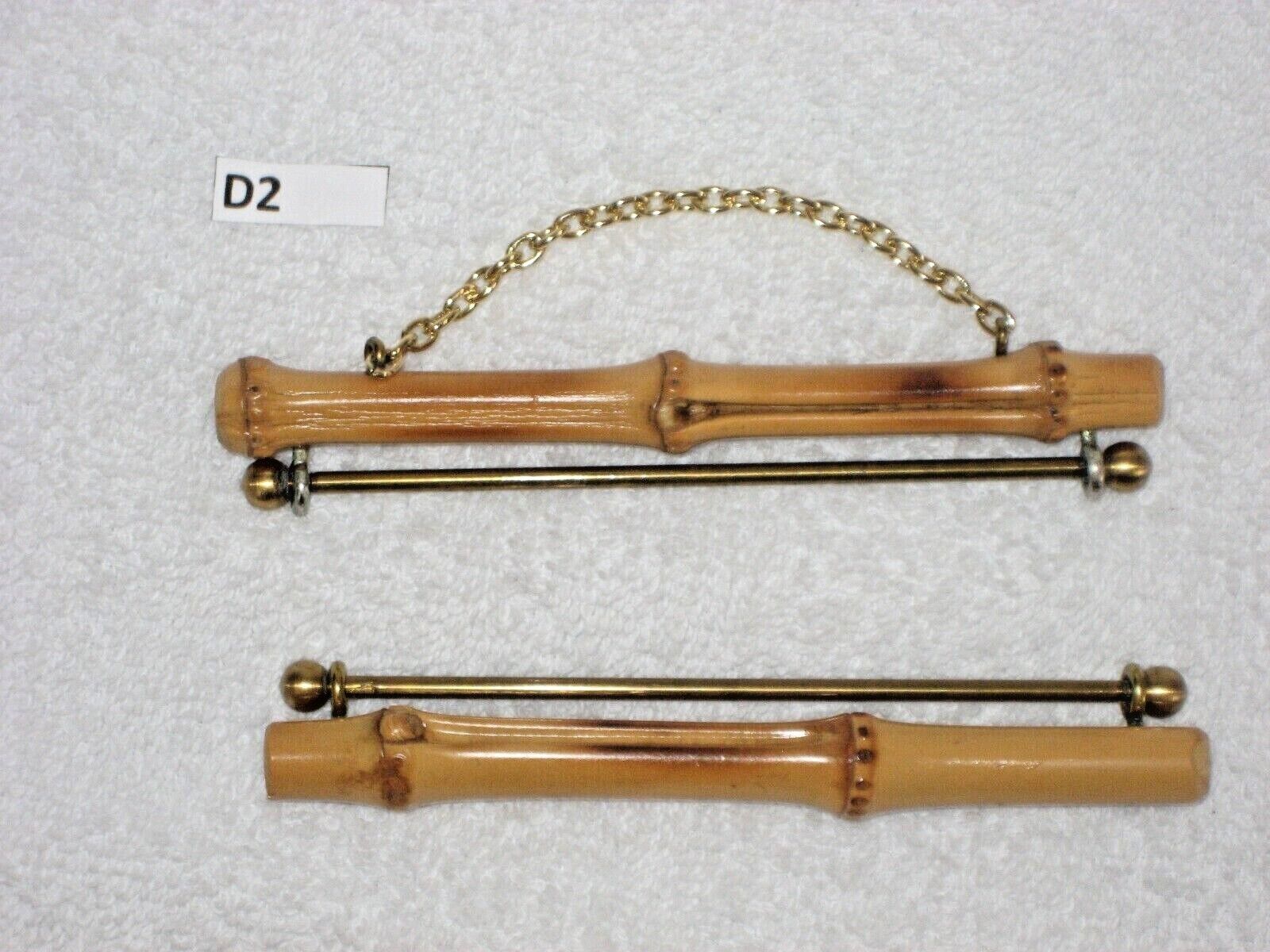 A set of 2 bell pull hardware -bamboo/brass 10cm Opening #D2