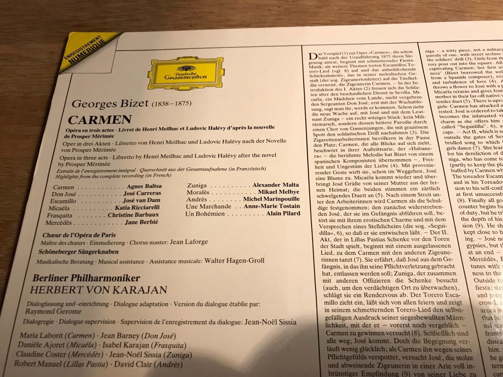 BIZET CARMEN QUERSCHNITT HIGHLIGHTS DIGITAL RECORDING DEUTSCHE GRAMMOPHON CLASSI