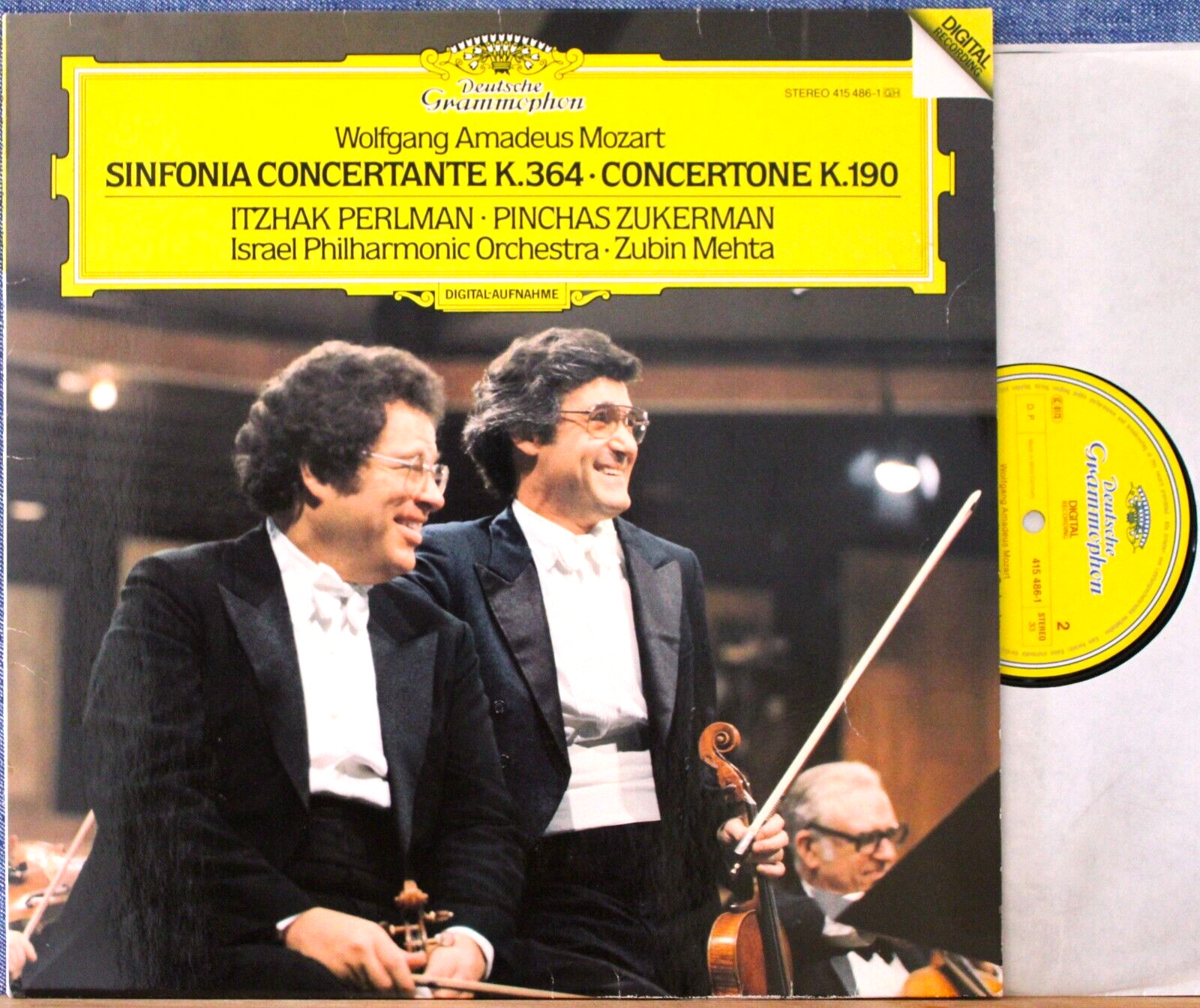 Perlman; Zukerman; Mehta Mozart (Sinfonia concertante etc) DGG 415 496 dig NM