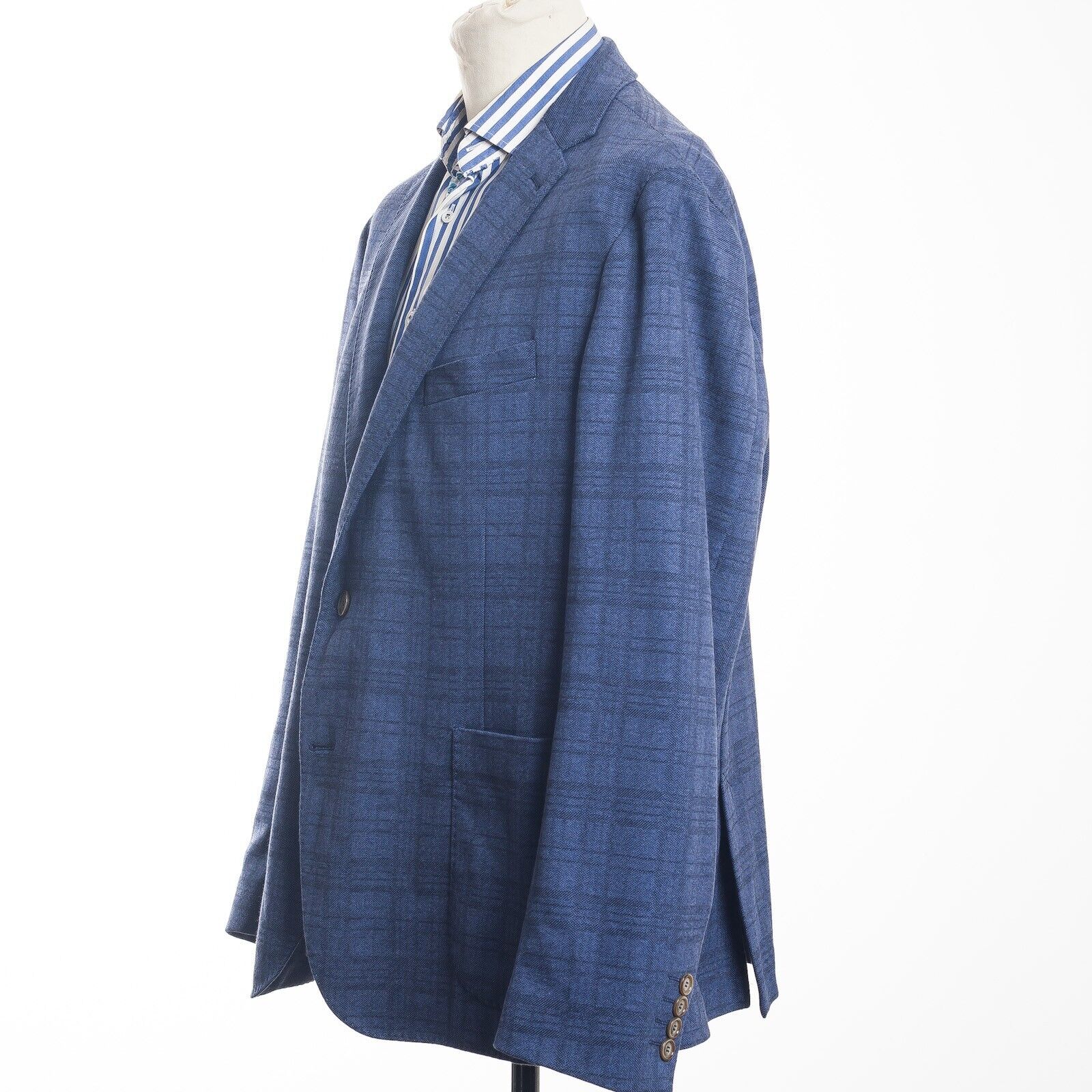 LEVANTO Blue Check Unlined Cotton Blend Sport Coat UK48S