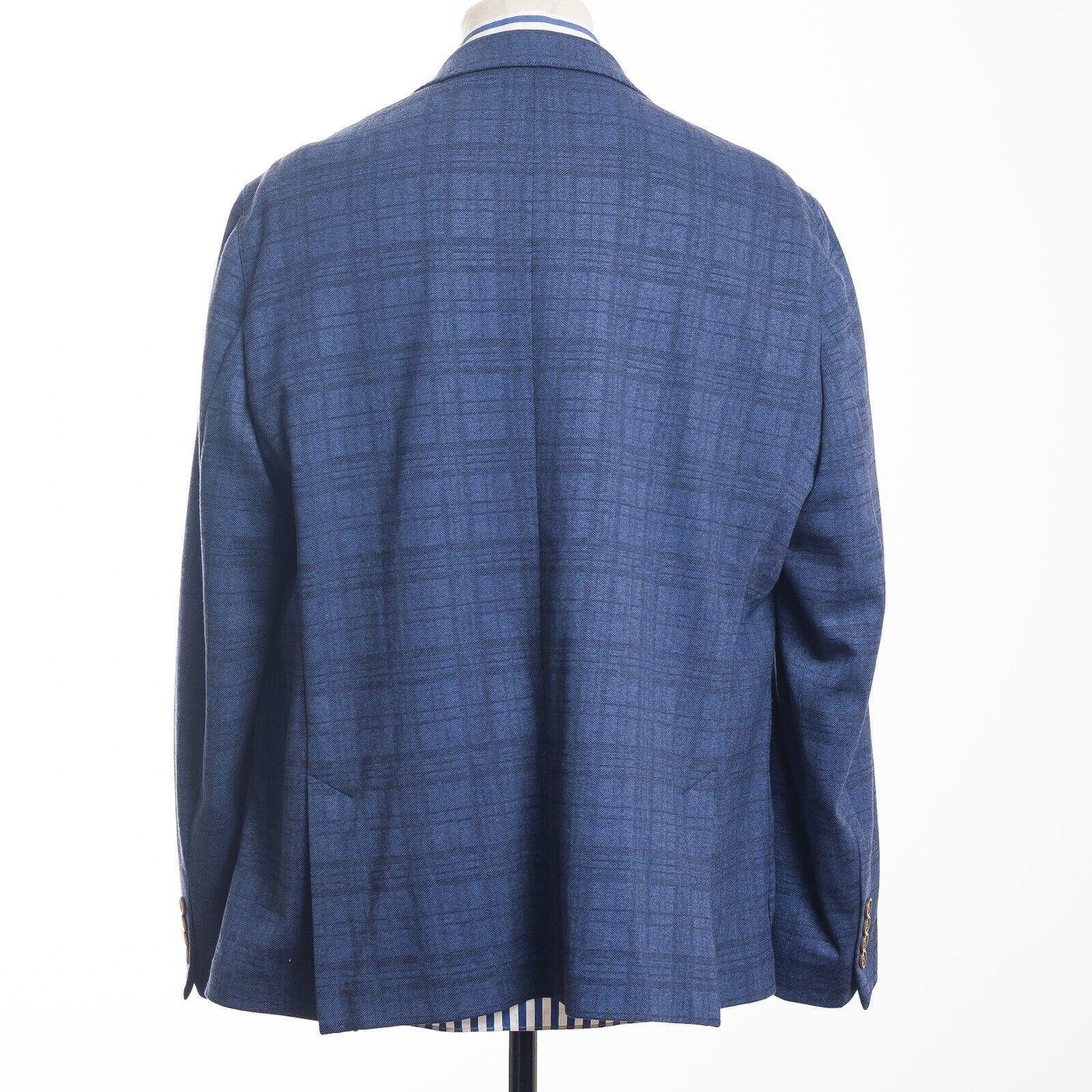 LEVANTO Blue Check Unlined Cotton Blend Sport Coat UK48S