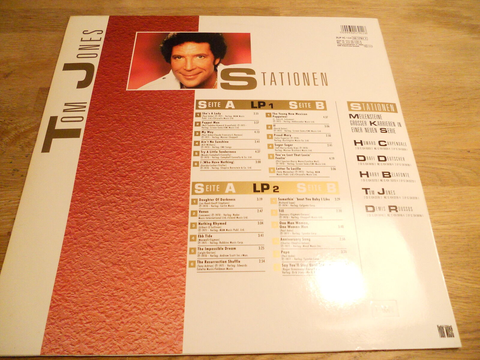 TOM JONES "STATIONEN" 2 X VINYL LP SET OUT OF PRINT 1990 EMI ELECTROLA GMBH DMM*