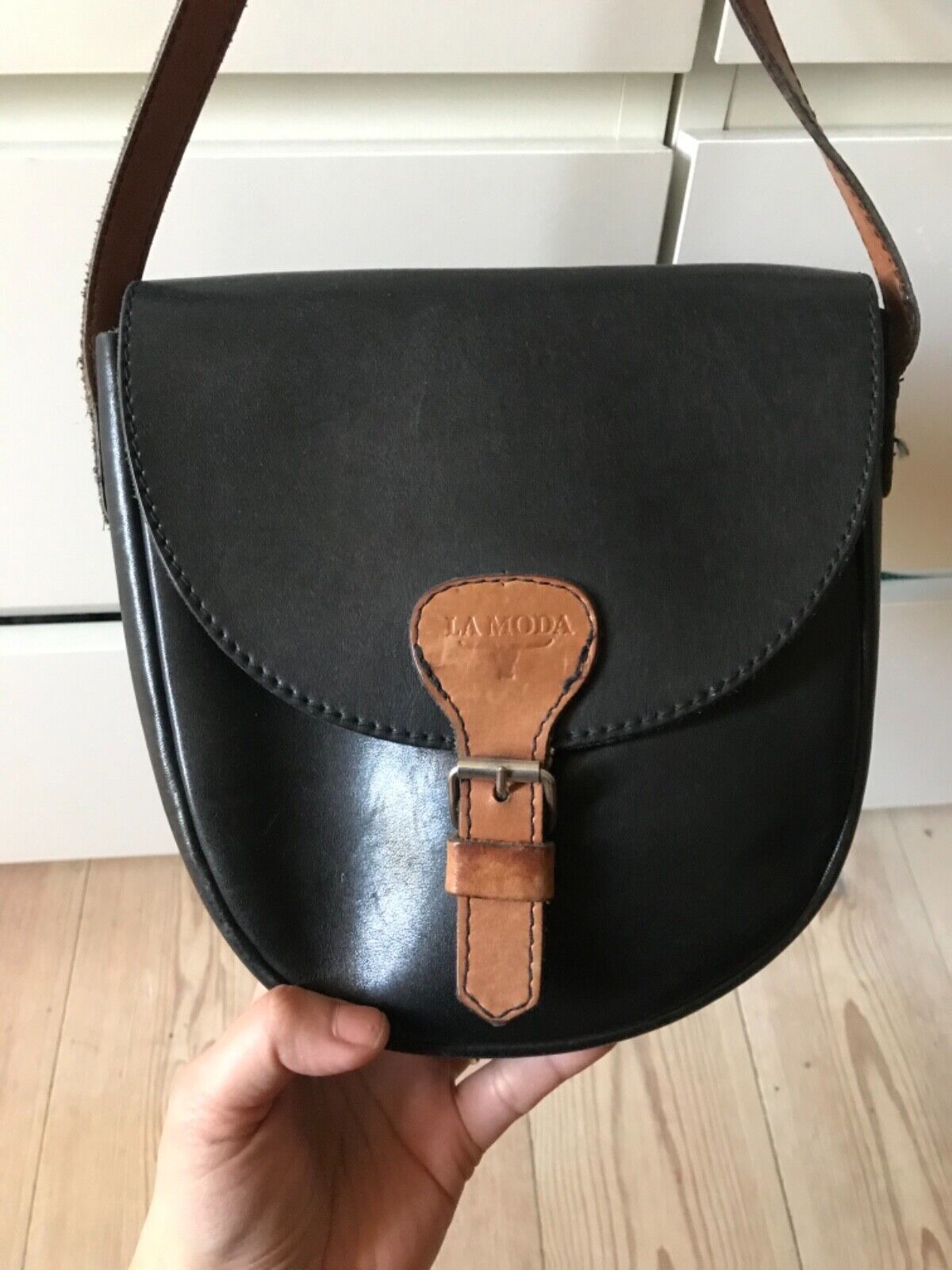 La Moda black and brown small crossbody bag