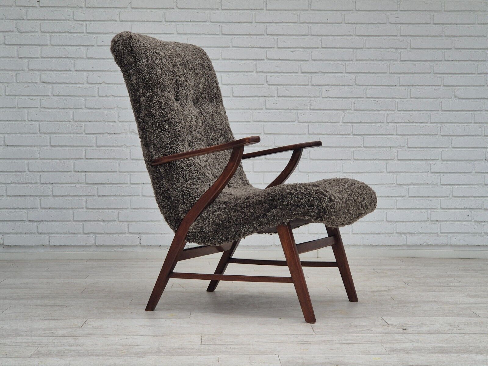 60s Danish design refurbished armchair quality genuine sheepskin