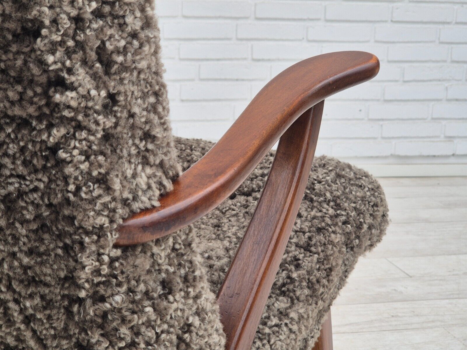 60s Danish design refurbished armchair quality genuine sheepskin