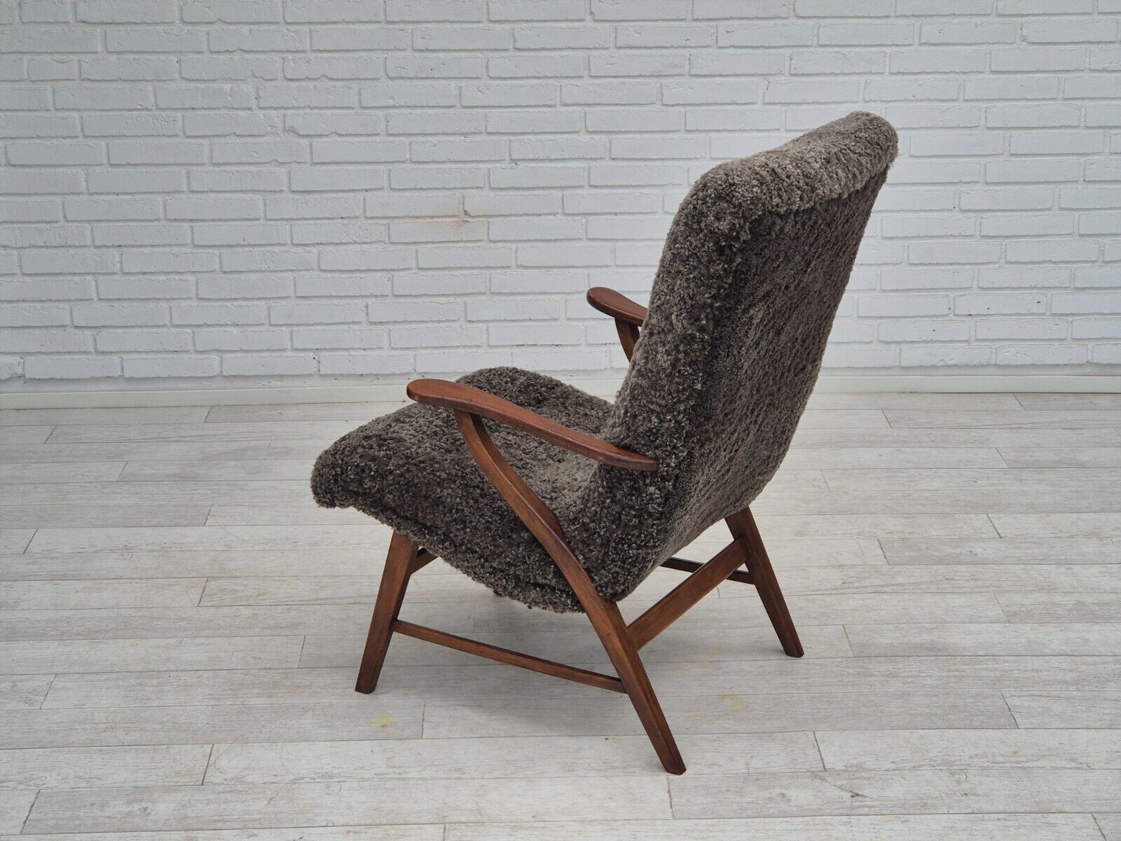 60s Danish design refurbished armchair quality genuine sheepskin