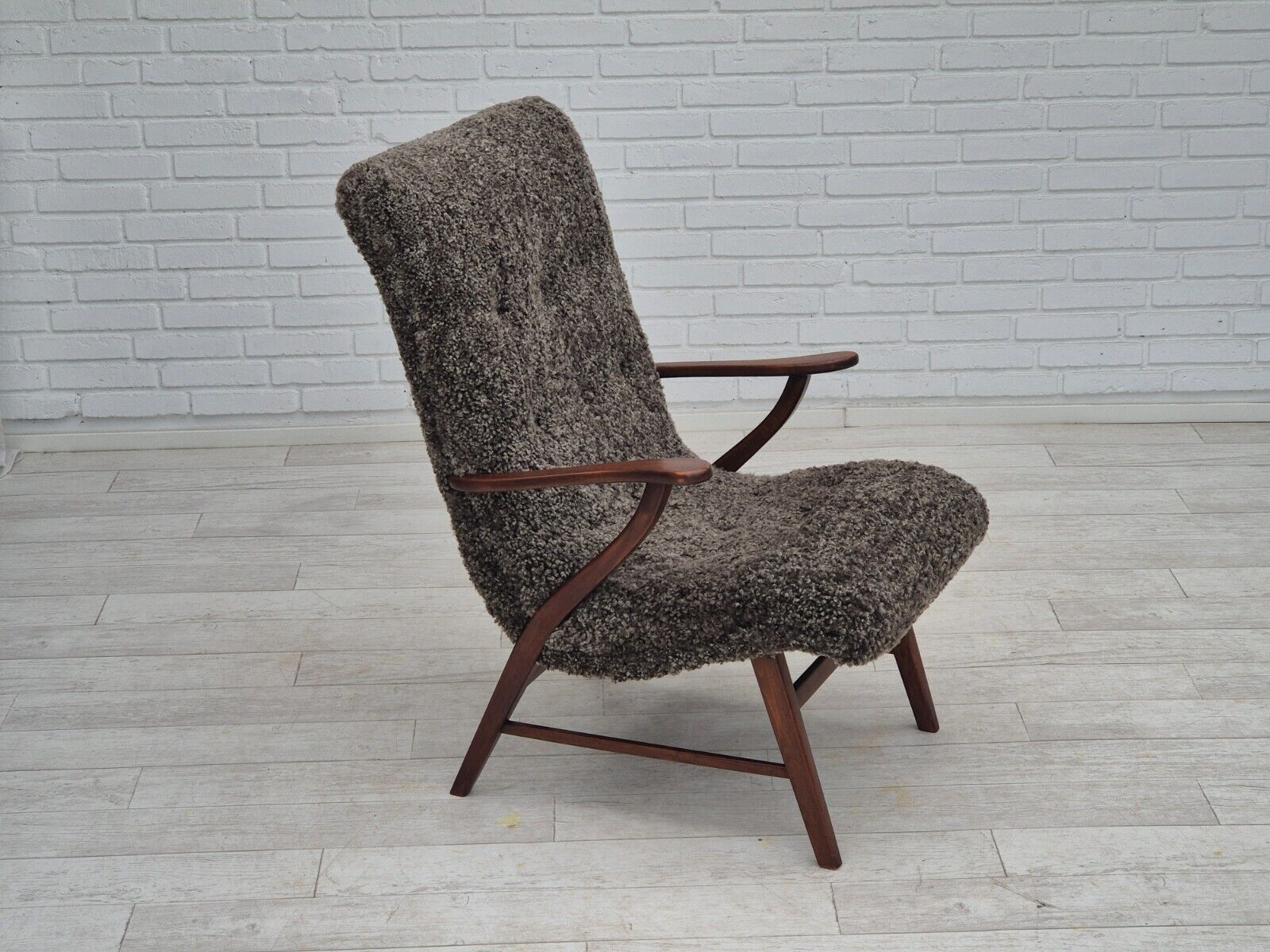 60s Danish design refurbished armchair quality genuine sheepskin