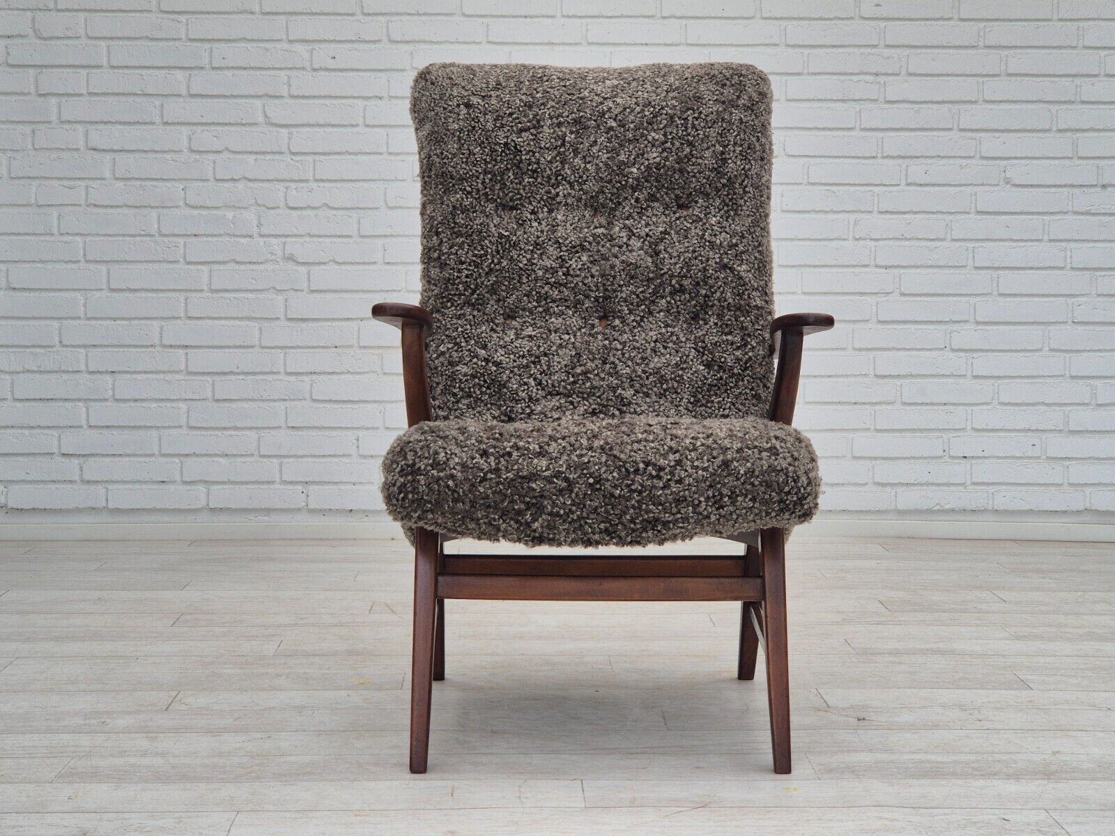 60s Danish design refurbished armchair quality genuine sheepskin