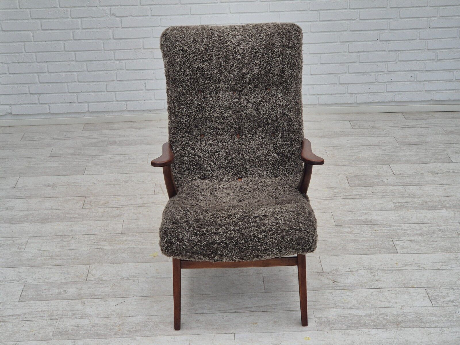 60s Danish design refurbished armchair quality genuine sheepskin