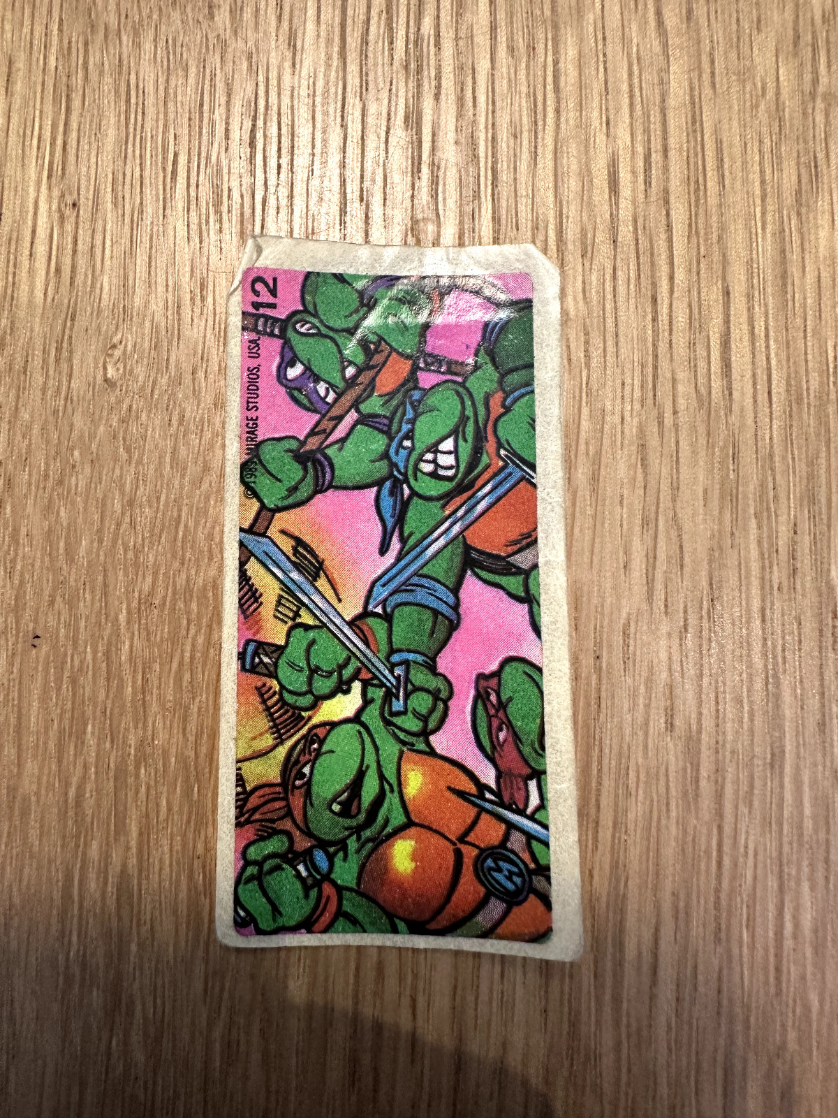 TEENAGE MUTANT NINJA TURTLES 1989 Mirage Studios BUBBLE GUM Sticker No 12