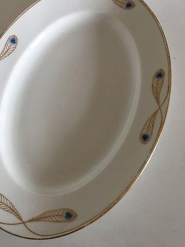 Royal Copenhagen No 118 Oval Serving Dish w Golden Peacock Feather Ornament