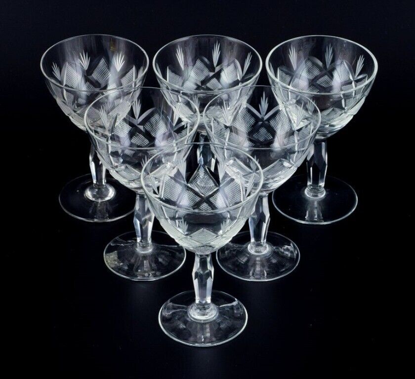 Wien Antik Lyngby Glas Denmark vintage set of six clear sherry glasses