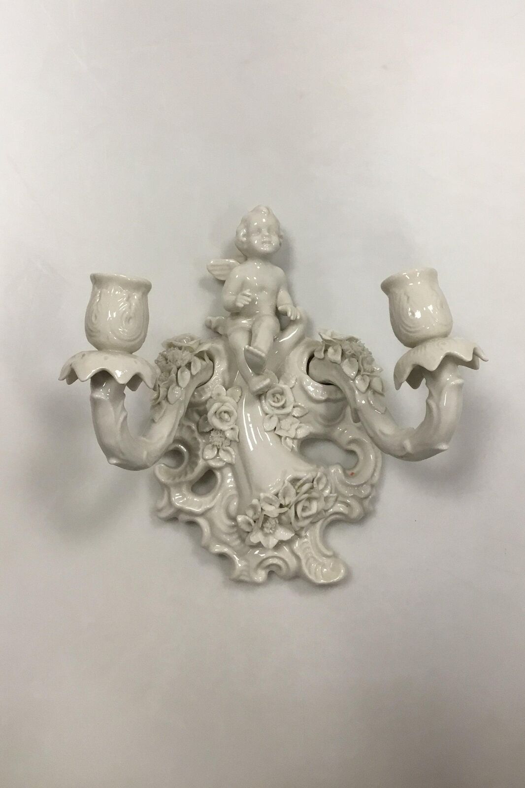 German two-armed wall lamp in porcelain