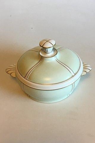 Bing  Grondahl Round Terrine with lid pattern with green decoration with gold