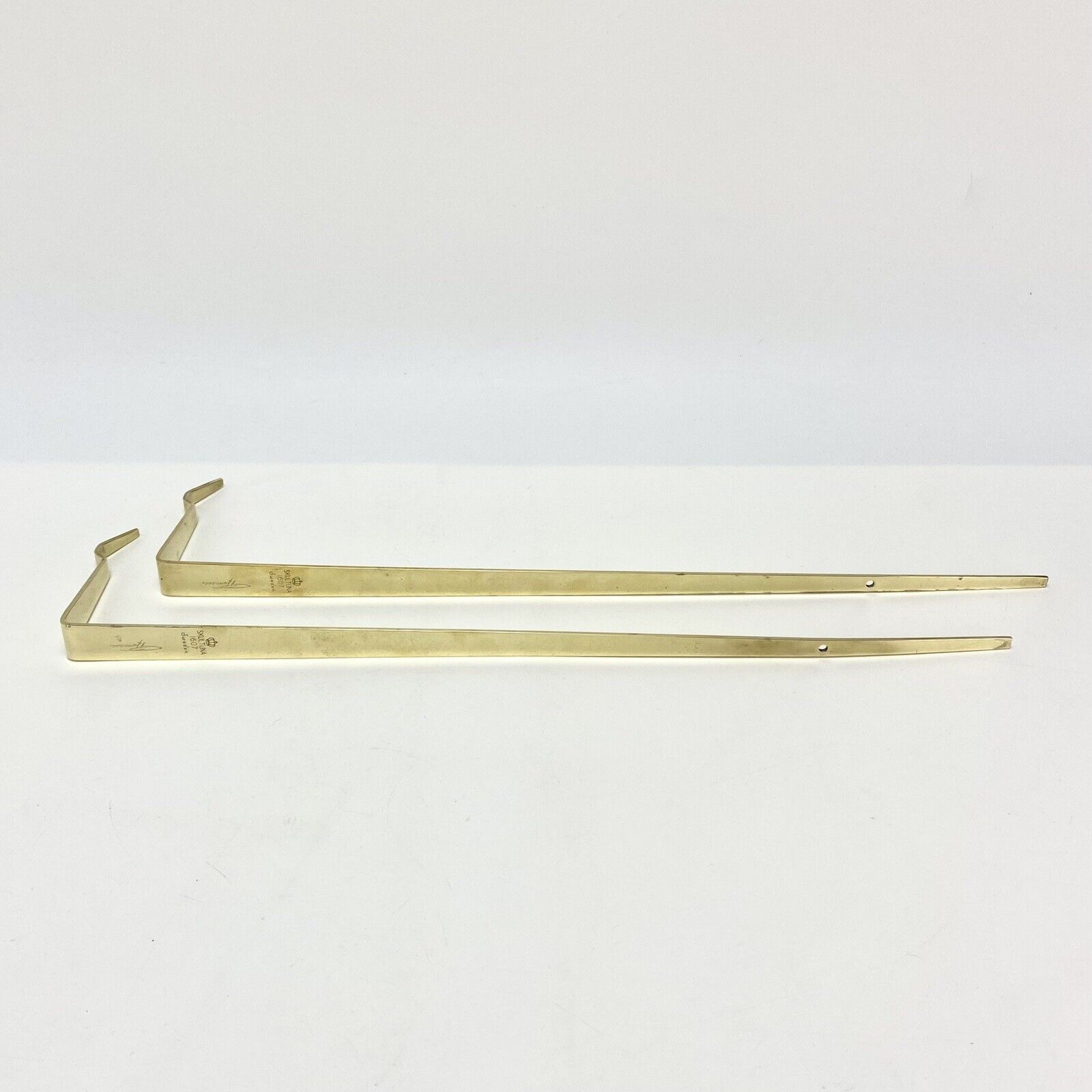 Rare Pair Skultuna Pierre Forsell Swedish MCM Pendulum Brass Candlesticks Boxed