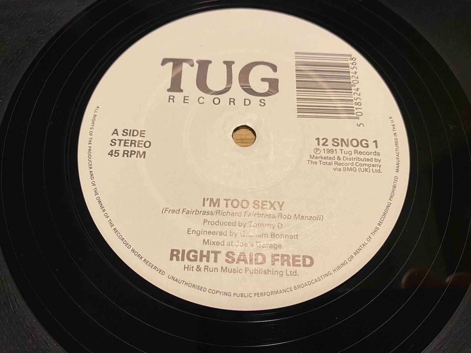 RIGHT SAID FRED "I´M TOO SEXY" 1991 3 TRACK UK PRESS 12" MAXI SINGLE TUG RECORD