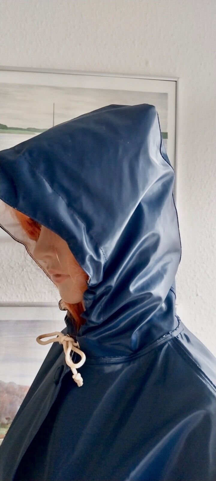 Blue Tell Mark from Sweden raincoat rain jacket rubber coat East Frisian mink PVC