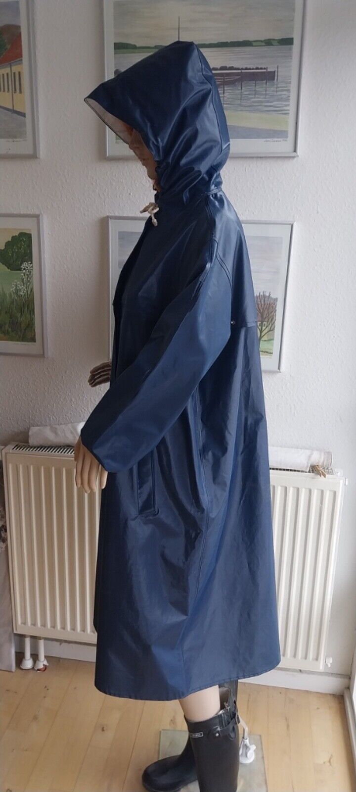 Blue Tell Mark from Sweden raincoat rain jacket rubber coat East Frisian mink PVC