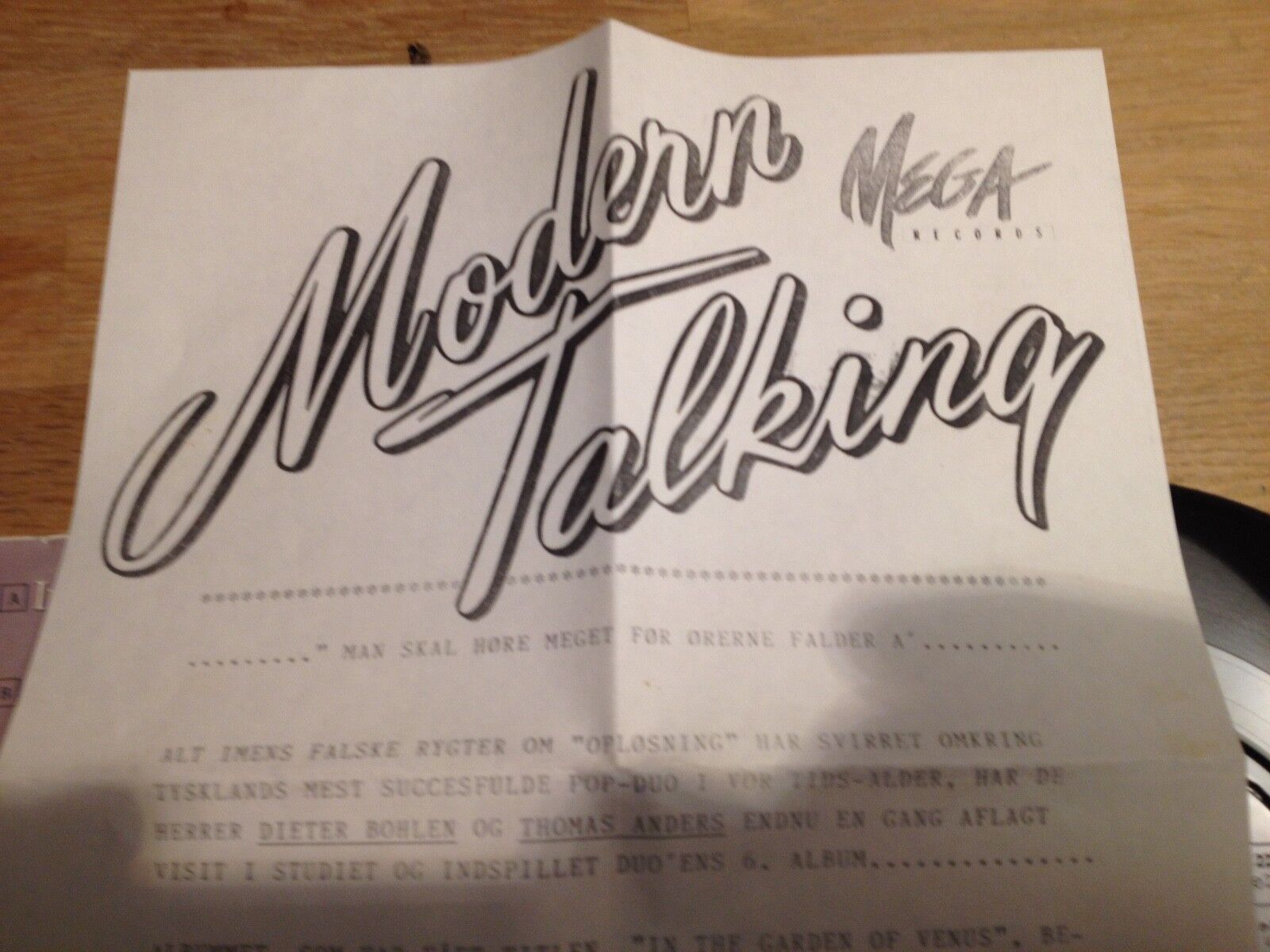 MODERN TALKING "IN 100 YEARS" PART 1  2 1987 NCB MEGA RECORDS DANISH WITH PROMO