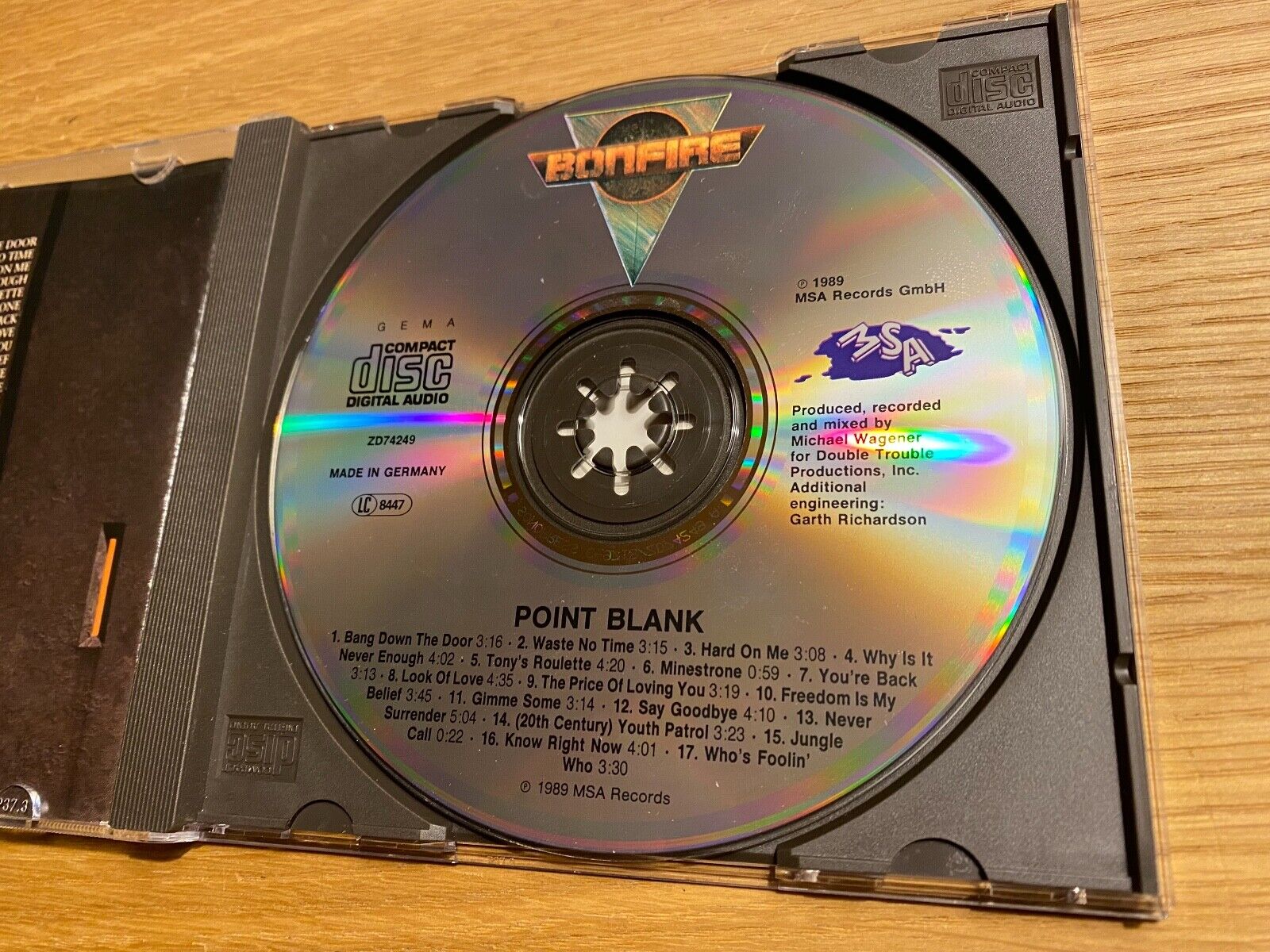 BONFIRE "POINT BLANK" 1989 CD ALBUM 17 TRACK MSA  BMG RECORDS ZD 74249-7A ROCK*