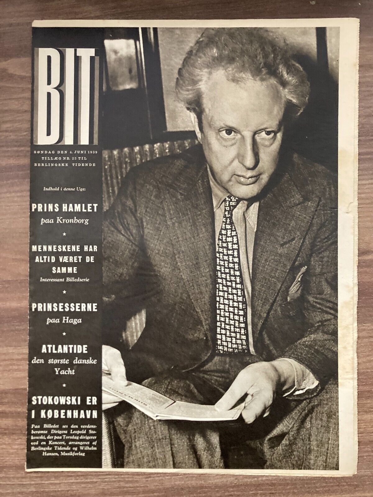 Leopold Stokowski Conductor and Composer Danish Magazine 1939 "Berlingske IT"