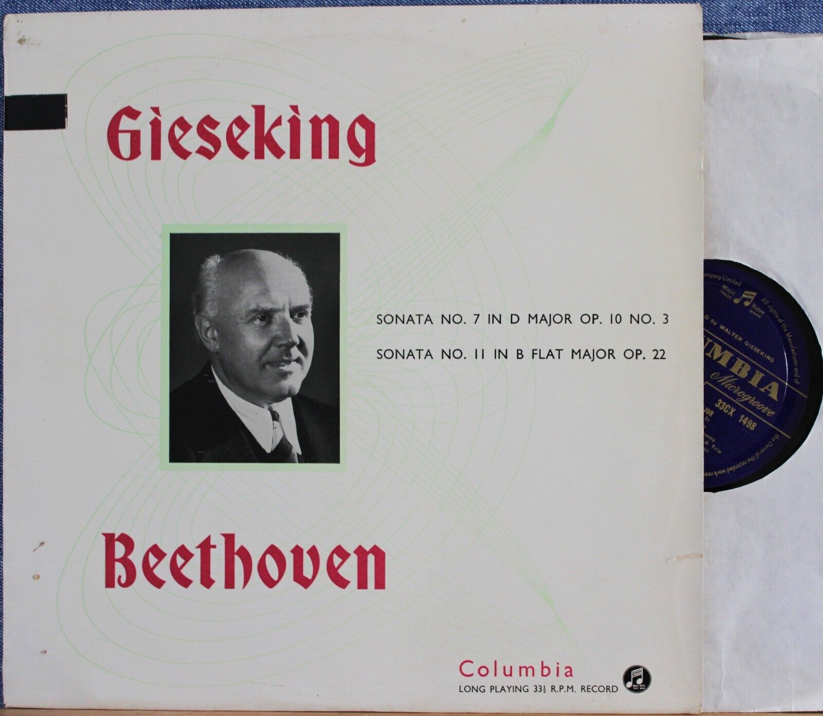 Gieseking Beethoven (Sonatas 7 + 11) Col 33CX 1498 NM