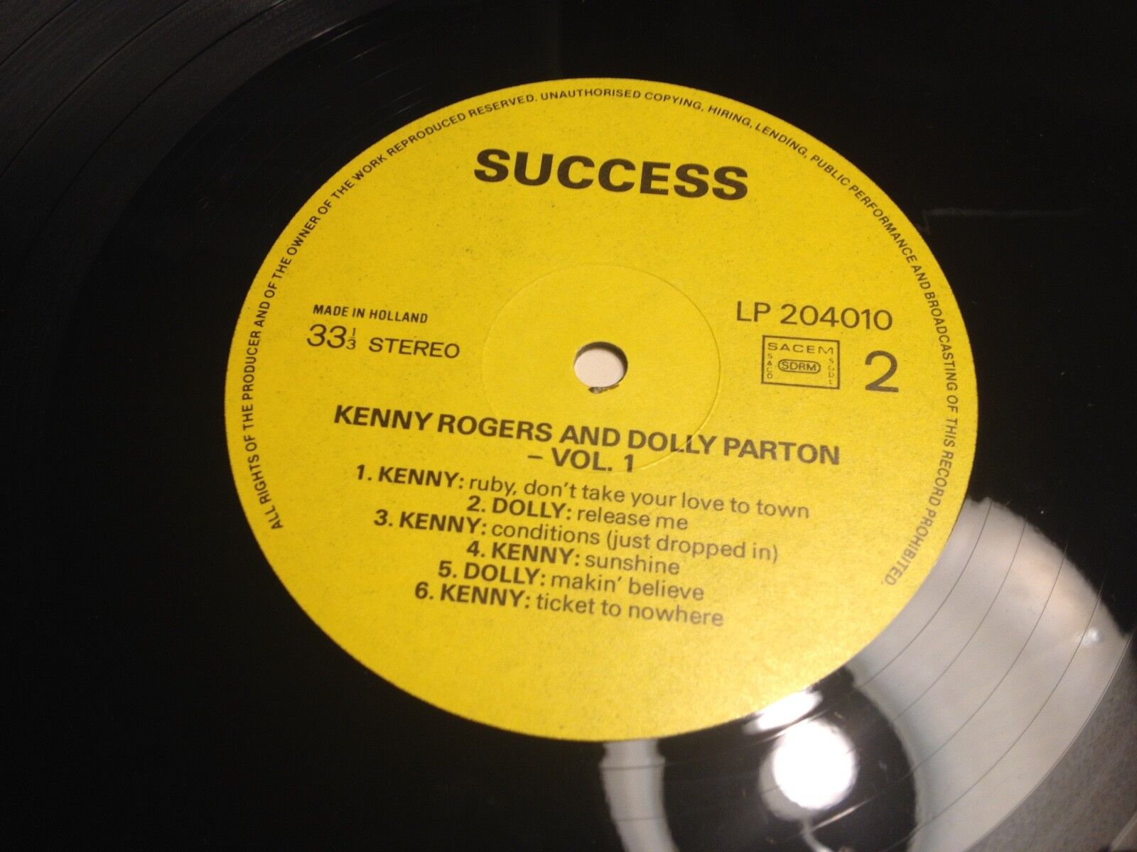 KENNY ROGERS  DOLLY PARTON VOL  1 SPLIT LP 1985 DANISH SUCCESS RECORDS SACEM**