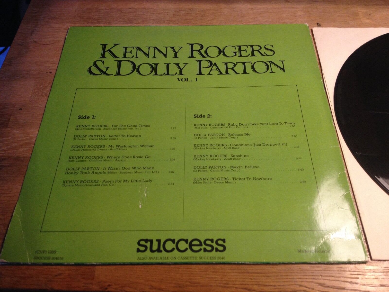 KENNY ROGERS  DOLLY PARTON VOL  1 SPLIT LP 1985 DANISH SUCCESS RECORDS SACEM**