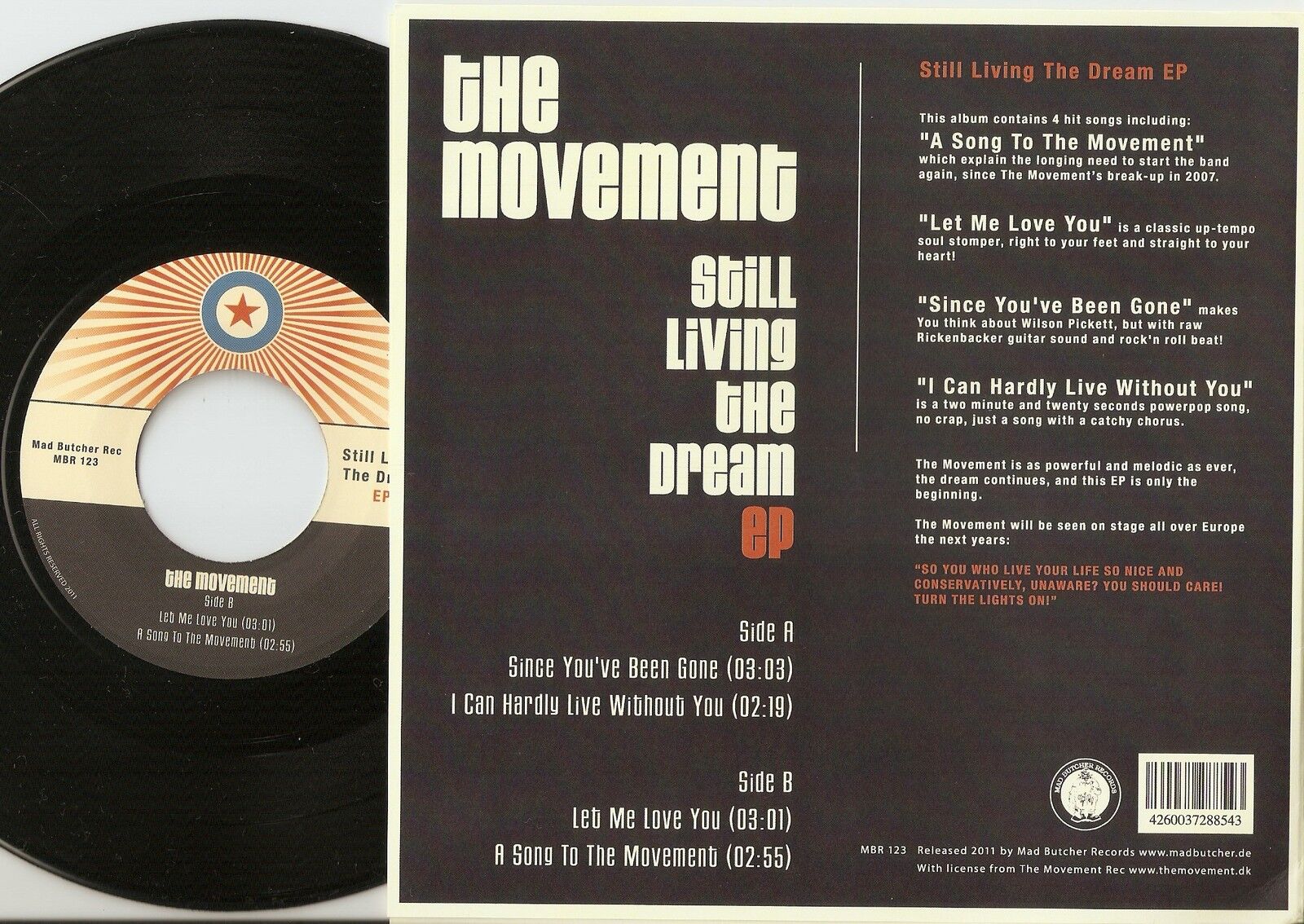 THE MOVEMENT STILL LIVING THE DREAM EP GERMAN 45+PS 2011 MOD REVIVAL SKA THE JAM