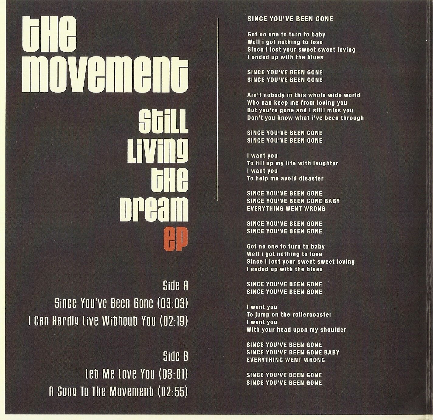 THE MOVEMENT STILL LIVING THE DREAM EP GERMAN 45+PS 2011 MOD REVIVAL SKA THE JAM