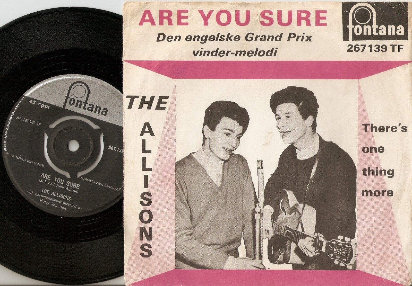 THE ALLISONS ARE YOU SURE DANISH 45+PS 1961 EUROVISION GRAND PRIX MELODY