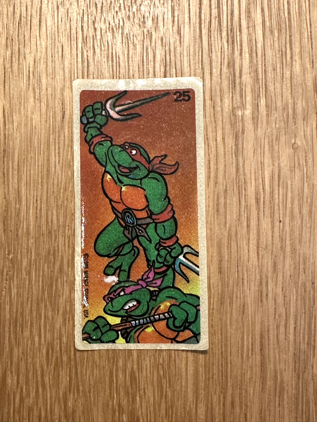 TEENAGE MUTANT NINJA TURTLES 1989 Mirage Studios BUBBLE GUM Sticker No 25