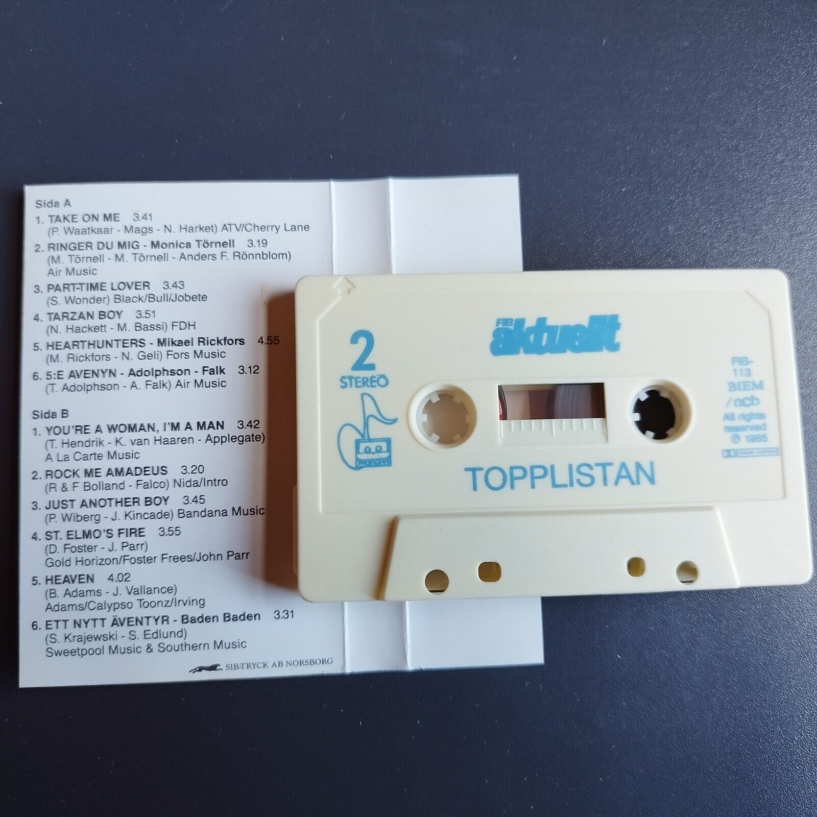 FIB AKTUELLT music cassette : Swedish  Topp listan Vol 7 - 1985