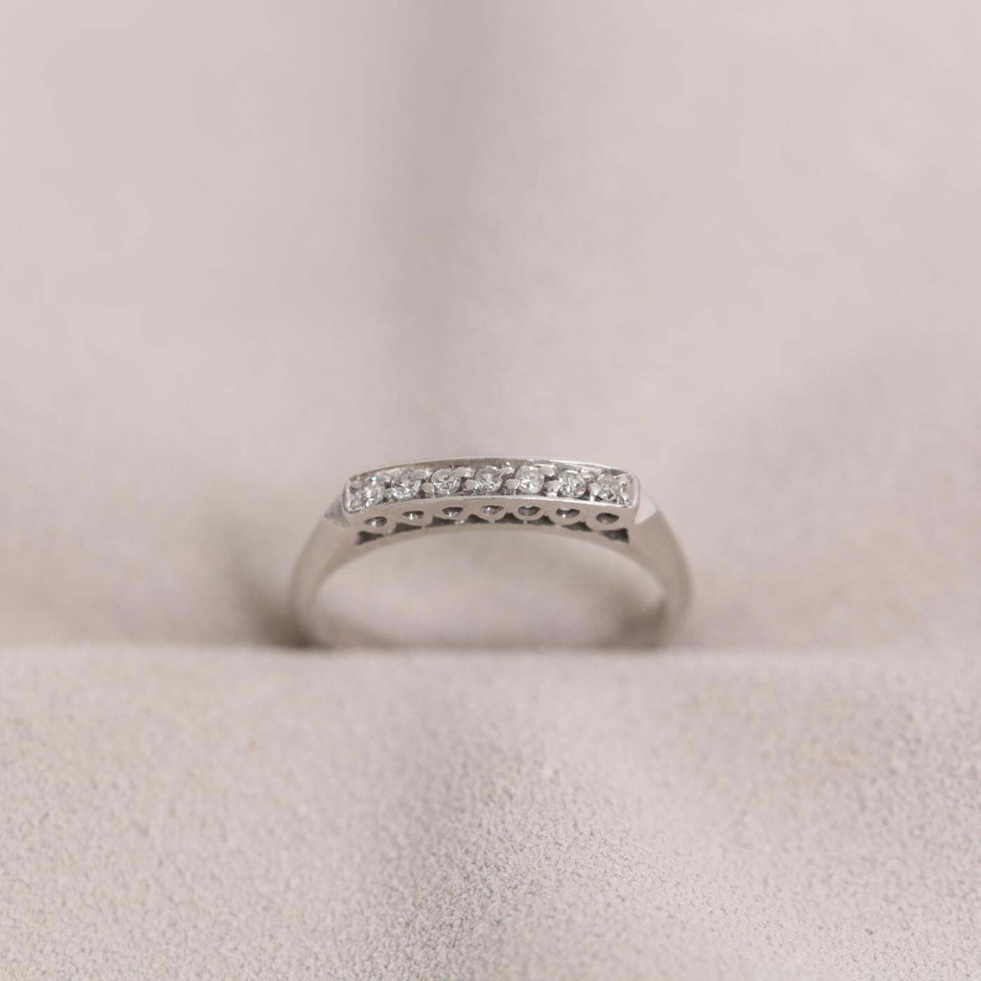 Ring with diamond (017 ct) in 14K White gold size 6½ | Solid Gold